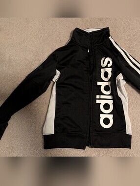 adidas Black and White Zip-Up Athletic Jacket